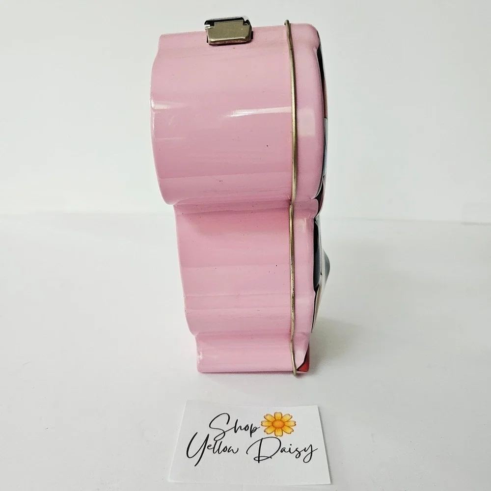 Disney‎ Minnie Mouse Shaped Tin Lunch Box Pink Embossed Metal Collectible Case